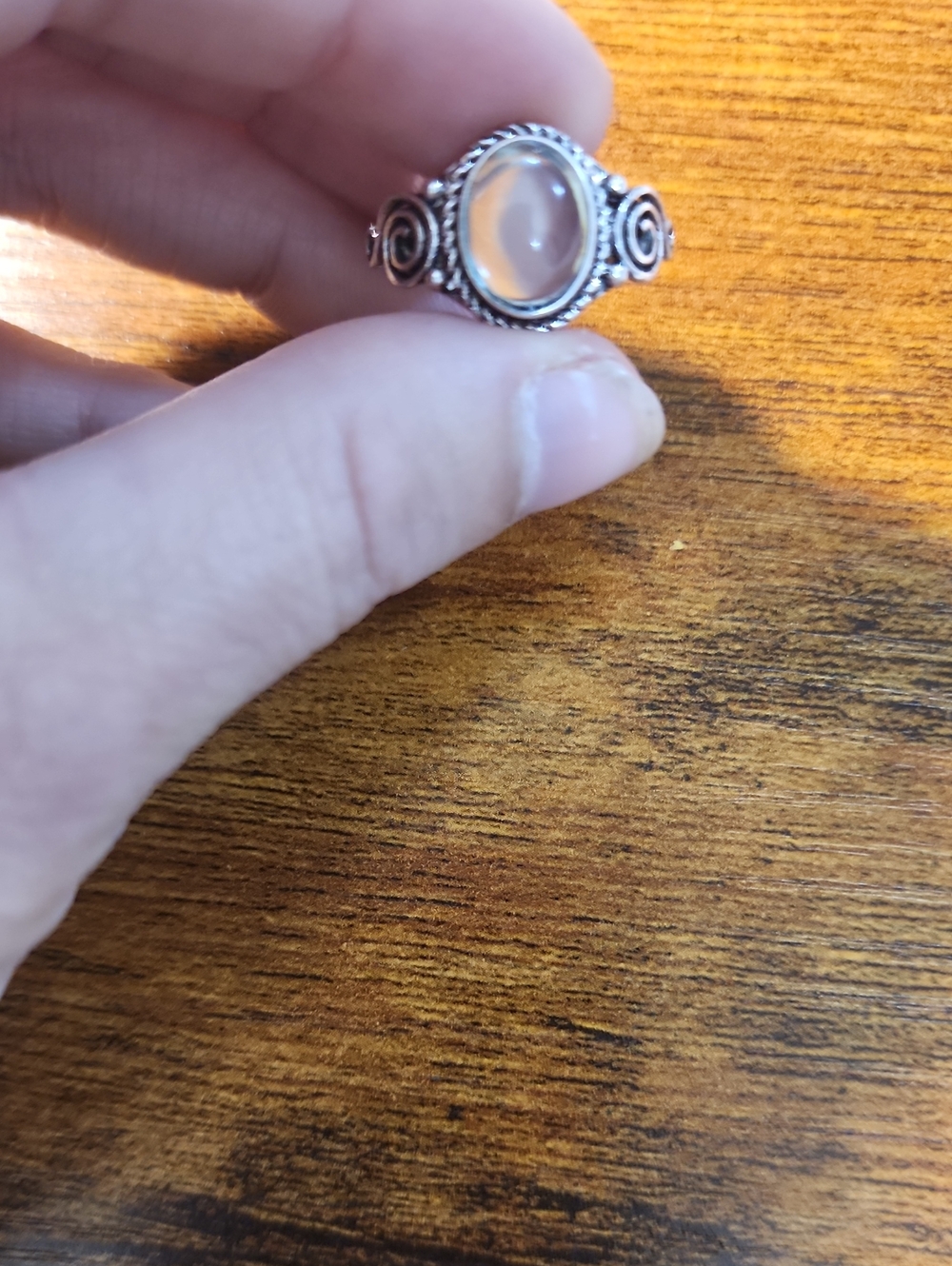 1pc Vintage Antique Silver Zinc Alloy Oval Decor Ring For Women For Daily